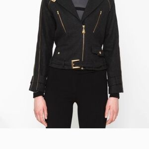 Pink Tartan Black Blazer with Gold Details